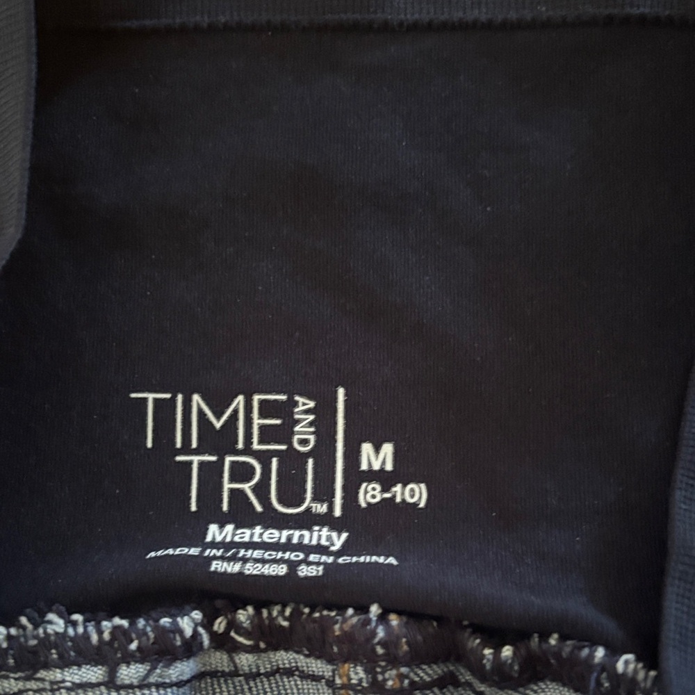 Time and Tru Women's Blue Distressed Maternity Jeans - Picture 2 of 2